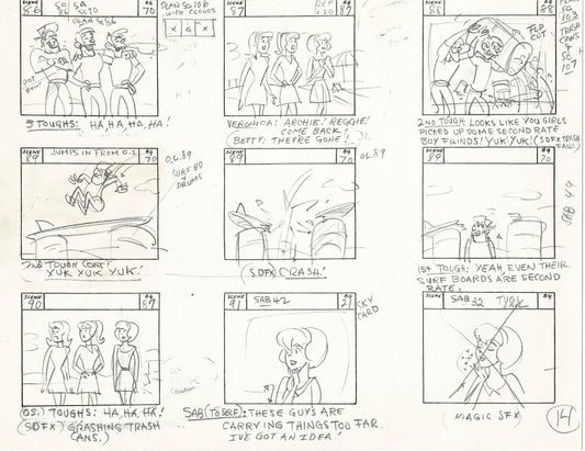 Sabrina The Teenage Witch and Groovie Goolies Storyboard Art Animation Page from Filmation 1970 B-036