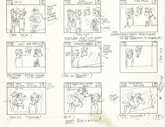 Sabrina The Teenage Witch and Groovie Goolies Storyboard Art Animation Page from Filmation 1970 B-041