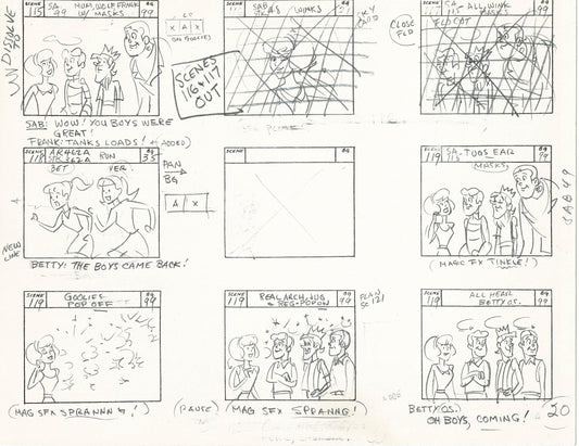 Sabrina The Teenage Witch and Groovie Goolies Storyboard Art Animation Page from Filmation 1970 B-042