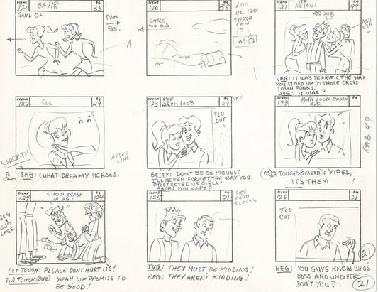 Sabrina The Teenage Witch and Groovie Goolies Storyboard Art Animation Page from Filmation 1970 B-043