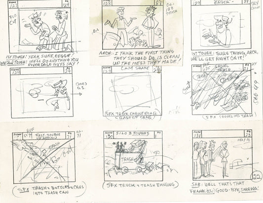 Sabrina The Teenage Witch and Groovie Goolies Storyboard Art Animation Page from Filmation 1970 B-044