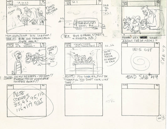 Sabrina The Teenage Witch and Groovie Goolies Storyboard Art Animation Page from Filmation 1970 B-045