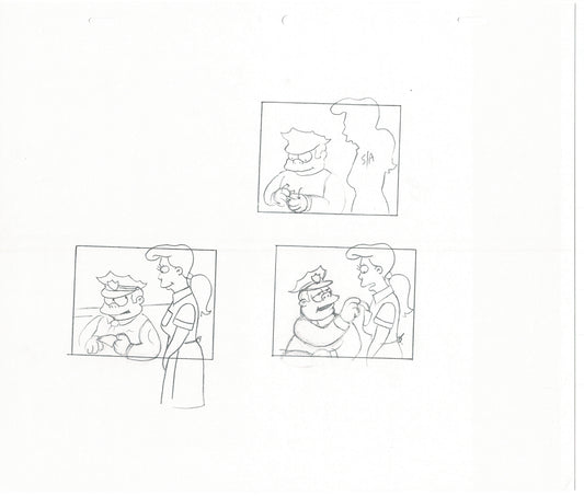 The Simpsons Original Production Animation Cel Drawing Fox from the Early 1990s 431