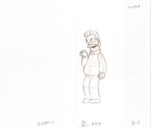 The Simpsons Ned Flanders Original Production Animation Cel Drawing Fox from 2005 438