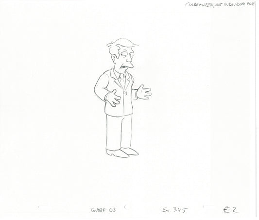 The Simpsons Original Production Animation Cel Drawing Fox from the Early 1990s 448