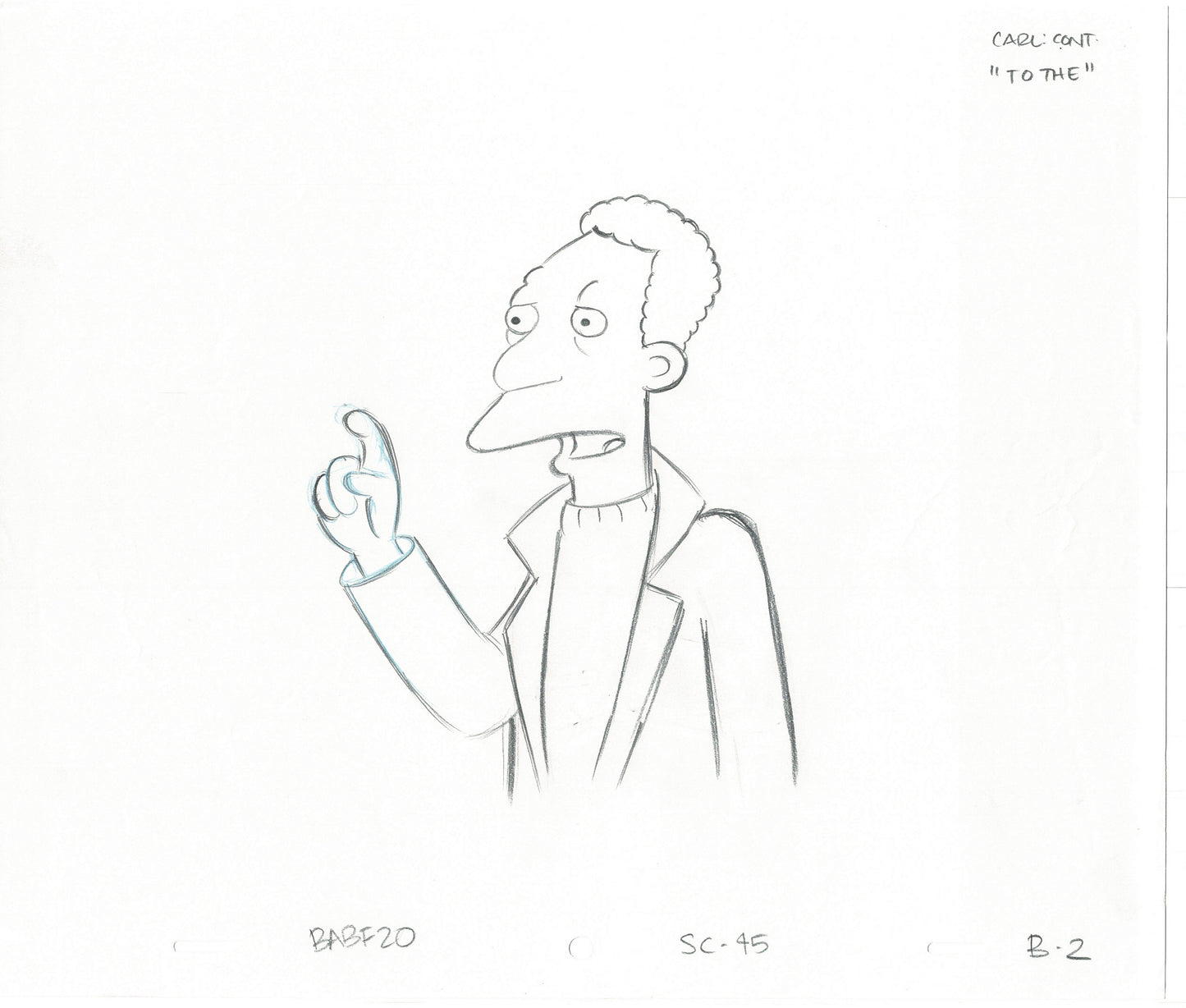 The Simpsons Original Production Animation Cel Drawing Fox from the Early 1990s 451