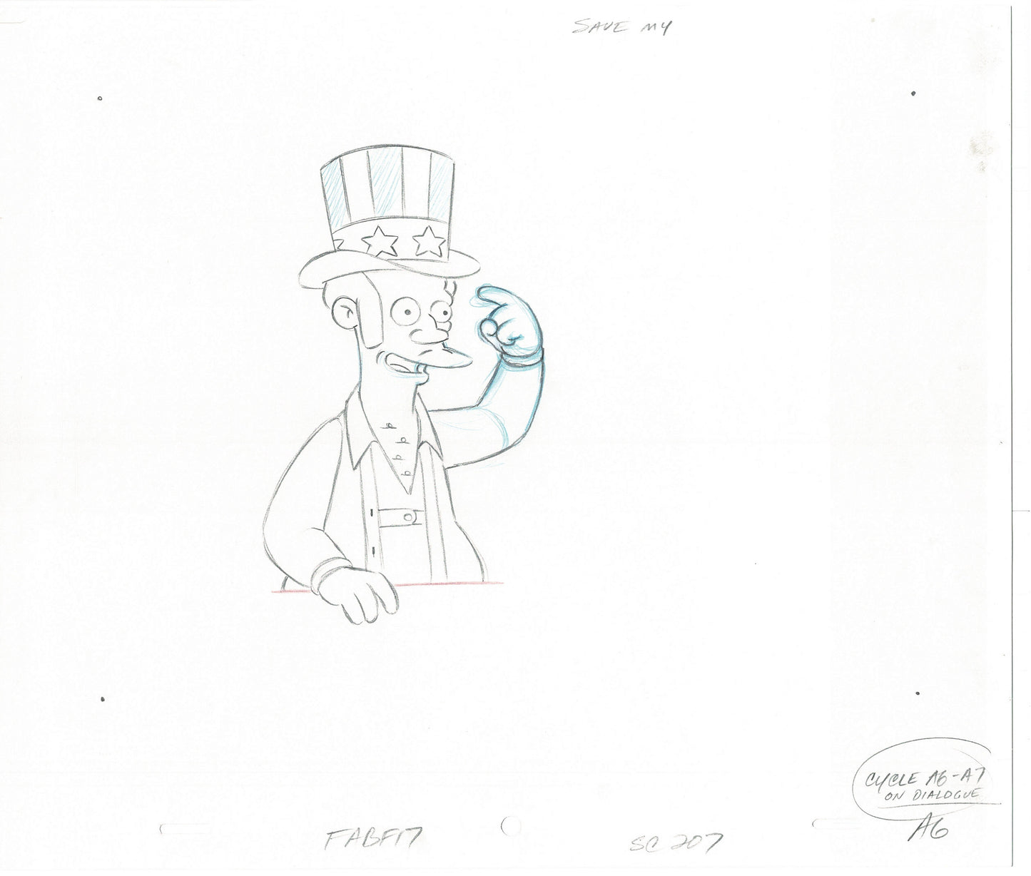 The Simpsons APU Original Production Animation Cel Drawing Fox from 2004 456