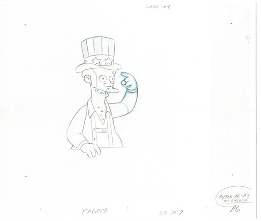 The Simpsons APU Original Production Animation Cel Drawing Fox from 2004 456