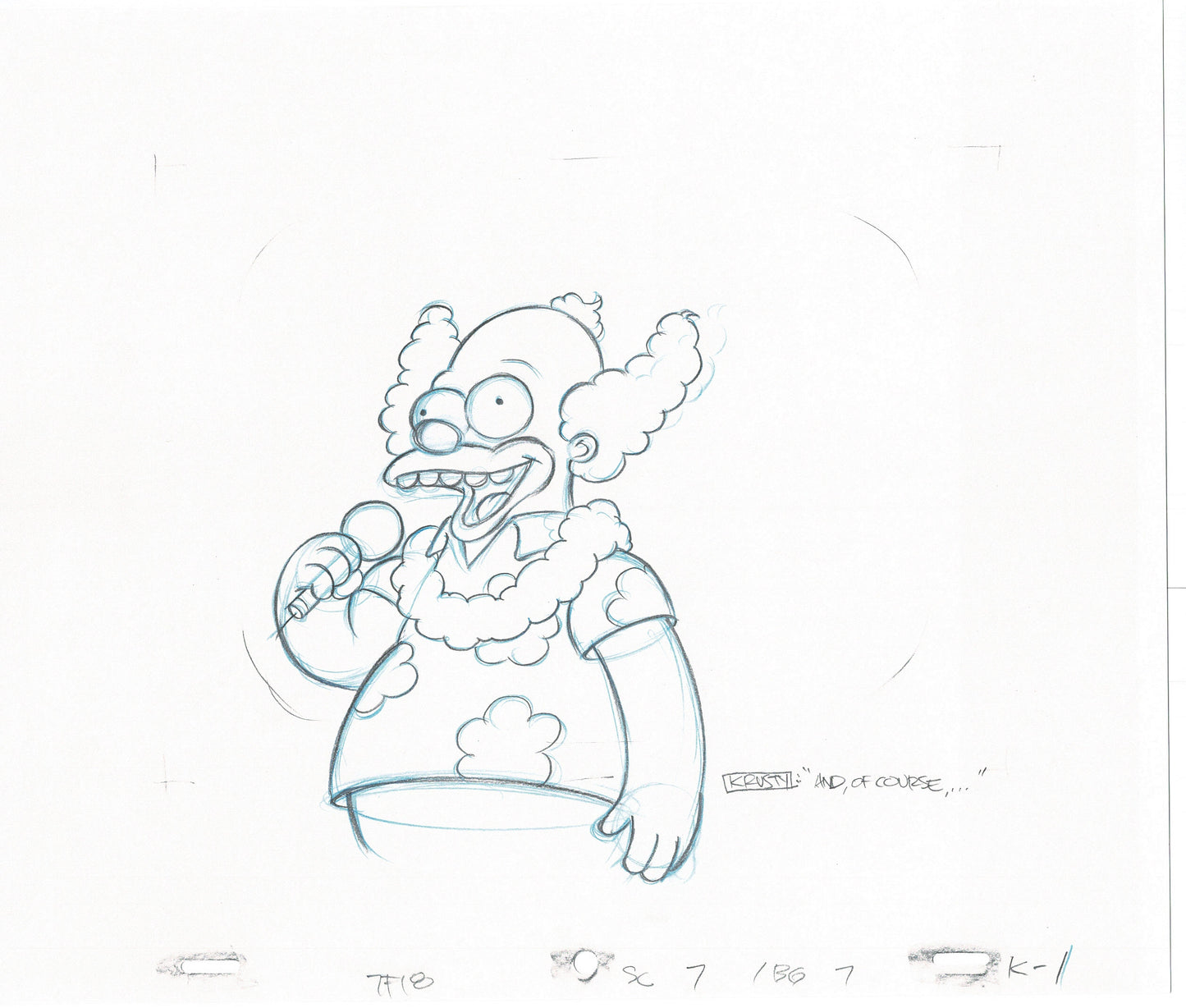 The Simpsons Krusty Original Production Animation Cel Drawing Fox from 1991 471