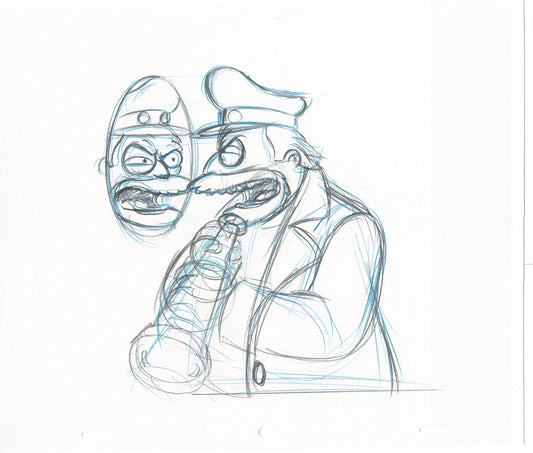 The Simpsons Sea Captain Original Production Animation Cel Drawing Fox from the 1990s 477