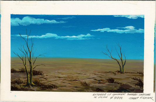 Street Fighter Hand Painted Background KEY Used to Make Cartoon of Barren Landscape 1995-1997 Capcom