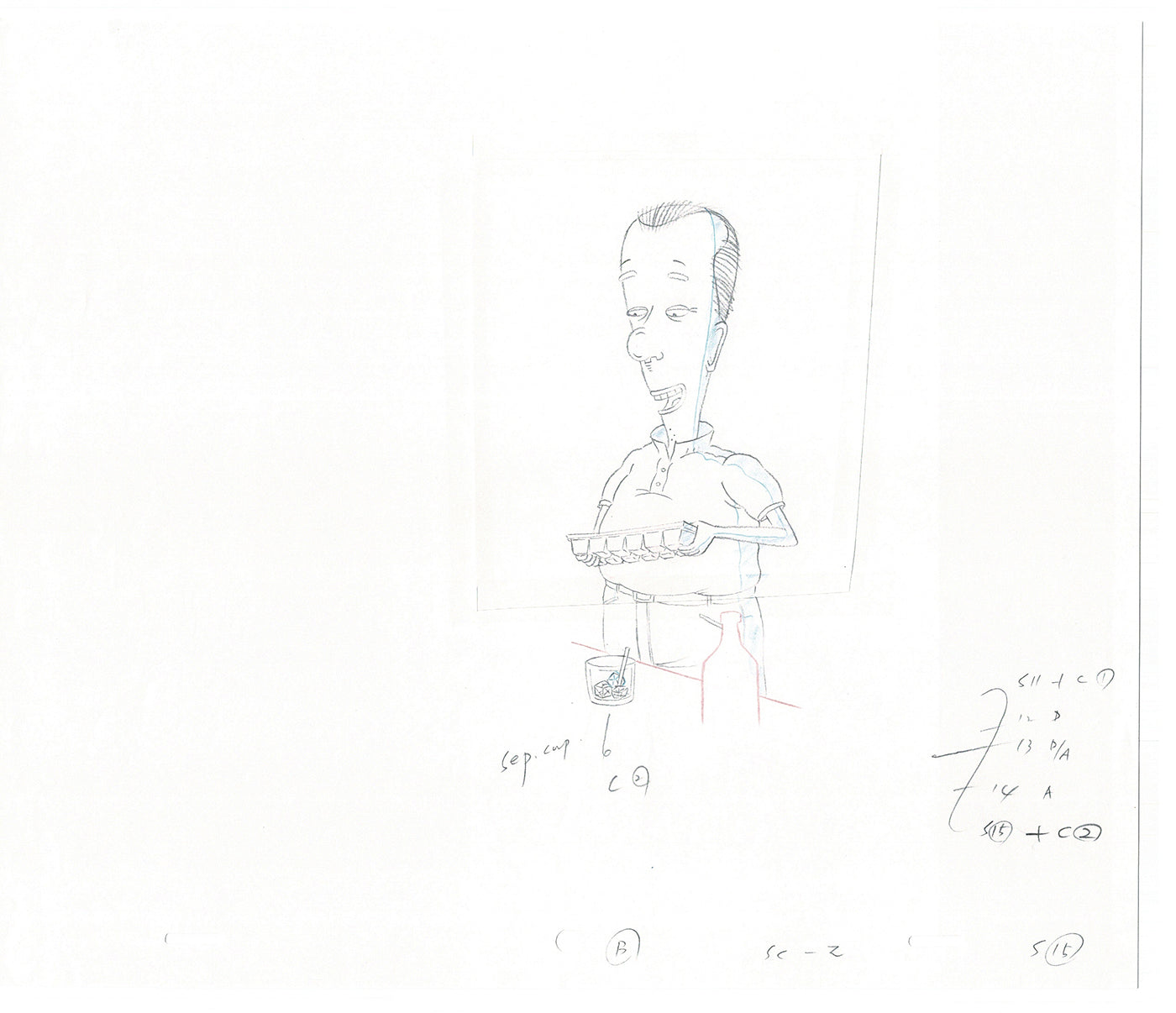 David Spade TWO Cel Drawings from Sammy Production TV Cartoon SNL Alum 2000 AD-09