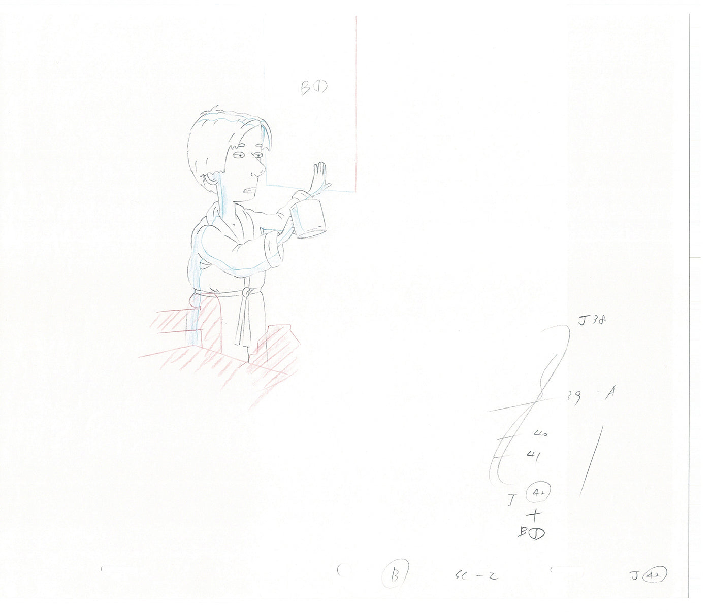 David Spade TWO Cel Drawings from Sammy Production TV Cartoon SNL Alum 2000 AD-13