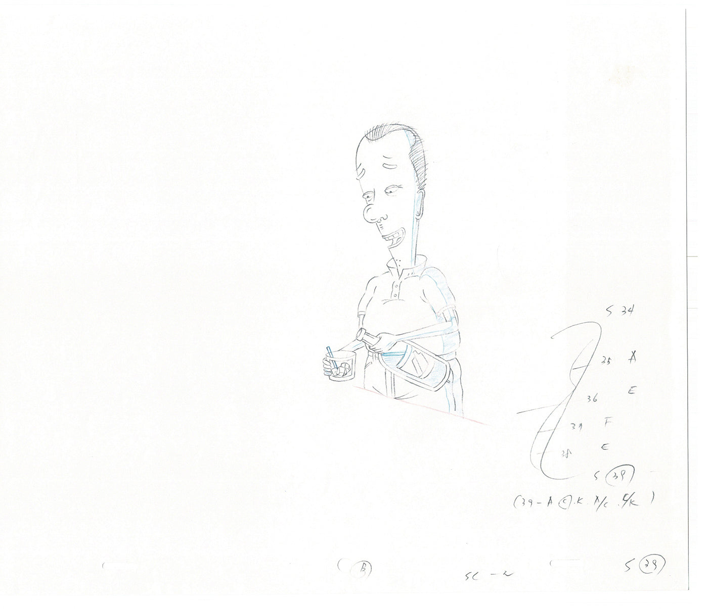 David Spade TWO Cel Drawings from Sammy Production TV Cartoon SNL Alum 2000 AD-15
