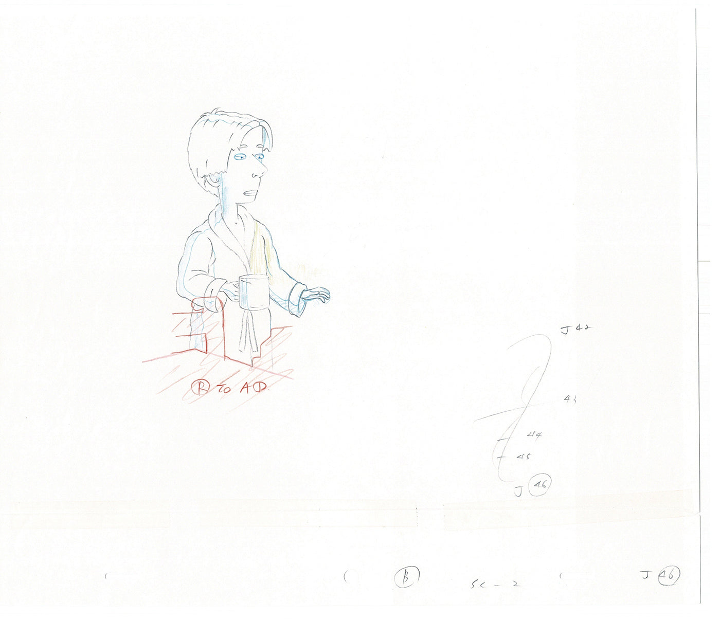 David Spade TWO Cel Drawings from Sammy Production TV Cartoon SNL Alum 2000 AD-17