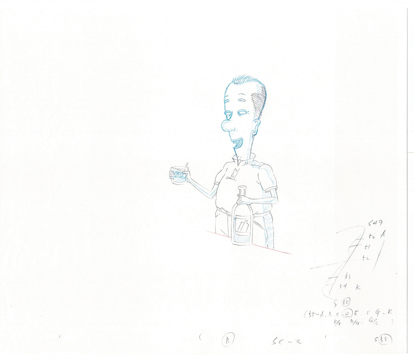 David Spade TWO Cel Drawings from Sammy Production TV Cartoon SNL Alum 2000 AD-17