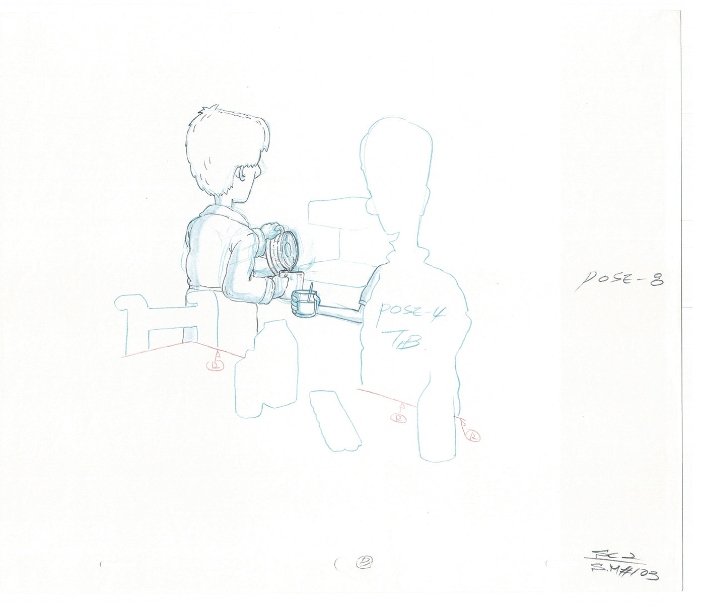David Spade TWO Cel Drawings from Sammy Production TV Cartoon SNL Alum 2000 AD-19