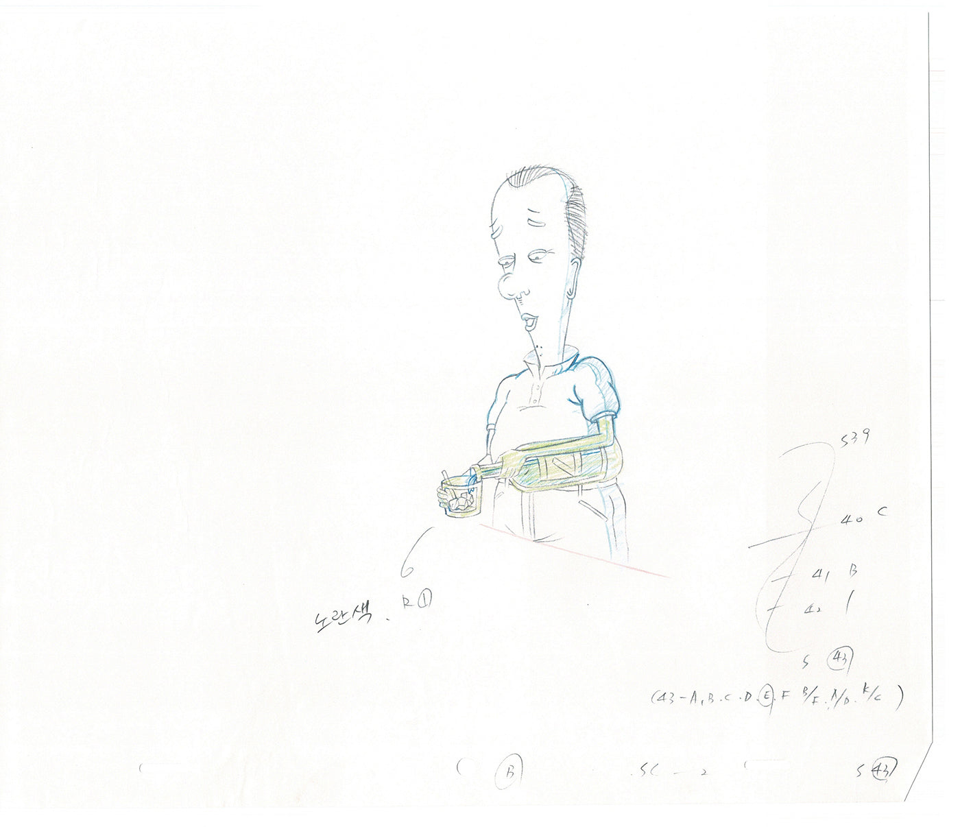 David Spade TWO Cel Drawings from Sammy Production TV Cartoon SNL Alum 2000 AD-39