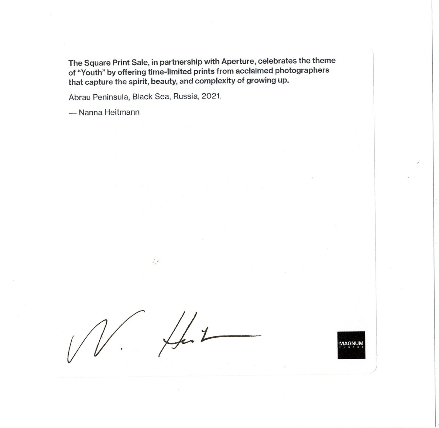 Nanna Heitmann Signed Abrau Peninsula Limited Edition Magnum Photograph Print