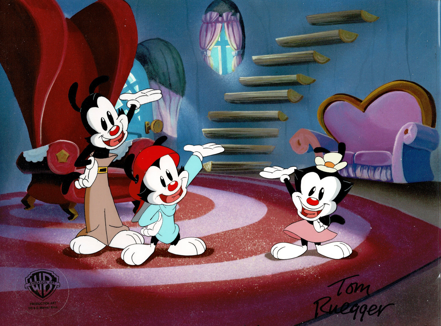 ANIMANIACS! Original Production Animation Cel Warner Brothers 1993-8 SIGNED by Animaniacs Creator Tom Ruegger Slappy Squirrel Theme Song