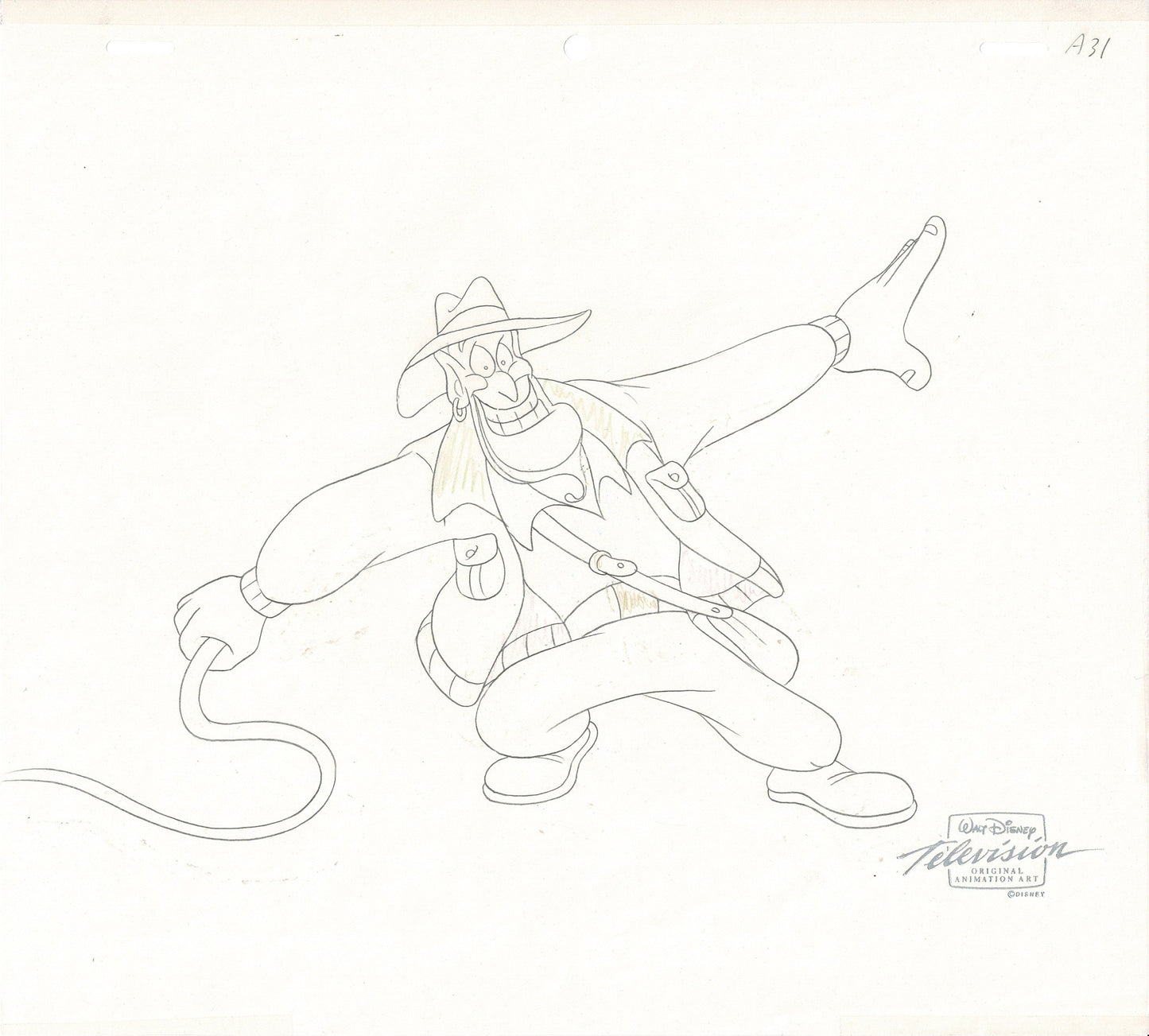 Aladdin The Genie Walt Disney Production Animation Cel and Drawing from 1994 Return of Jafar Framed 1 C-A
