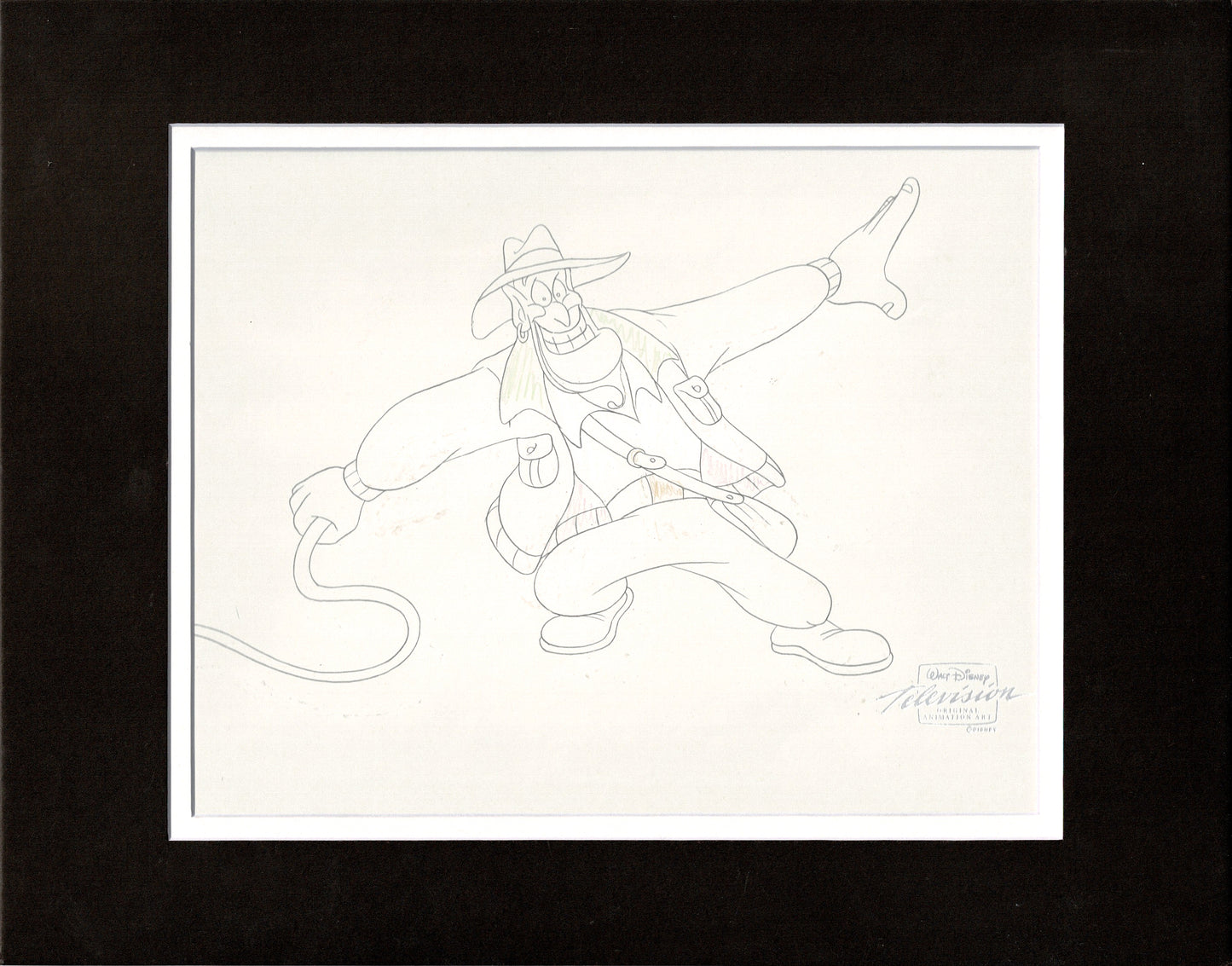Aladdin The Genie Walt Disney Production Animation Cel and Drawing from 1994 Return of Jafar Framed 1 C-A