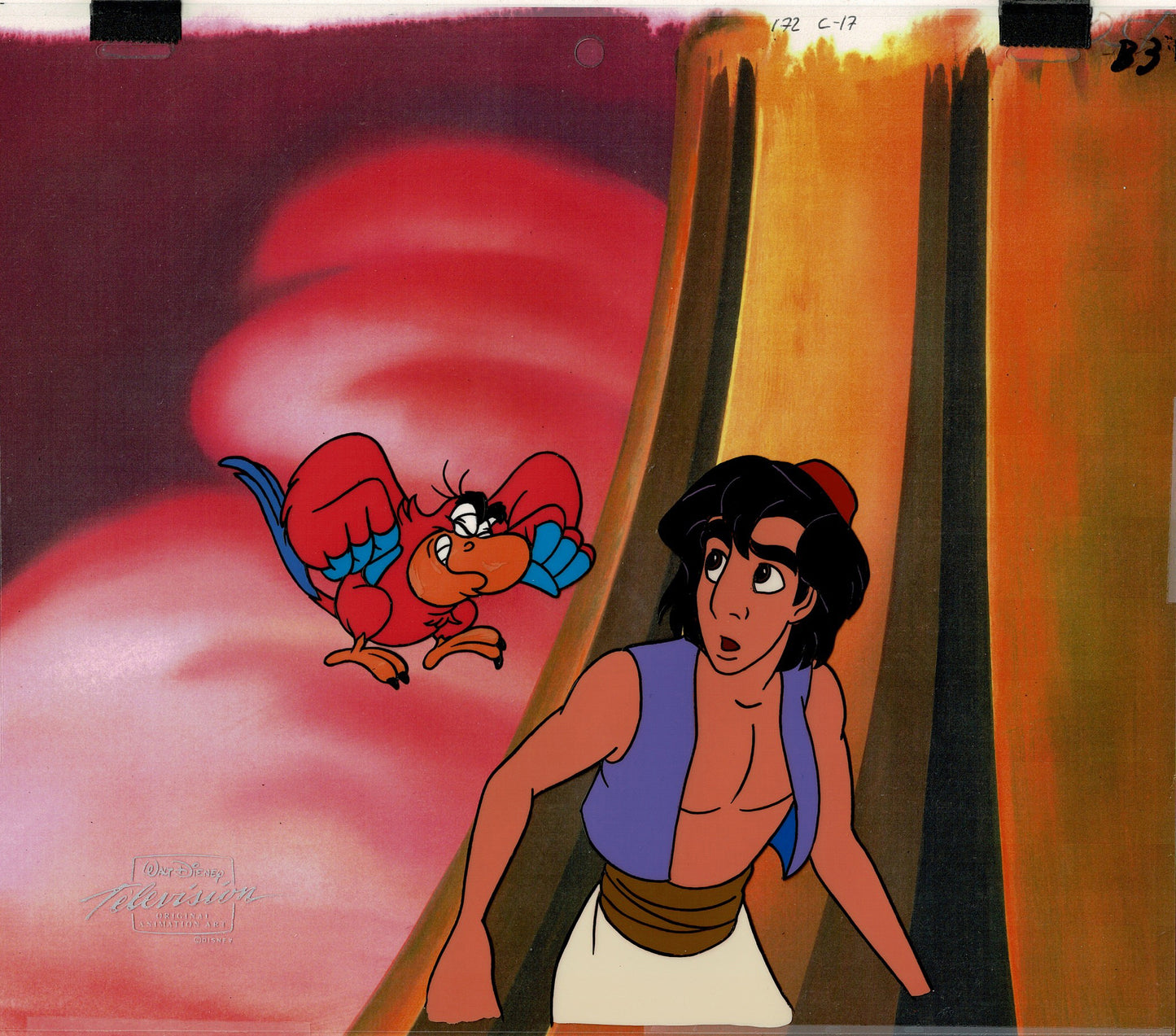 Aladdin and Iago Walt Disney Production Art Animation Cel and Drawings from 1994 Return of Jafar 4 C-A