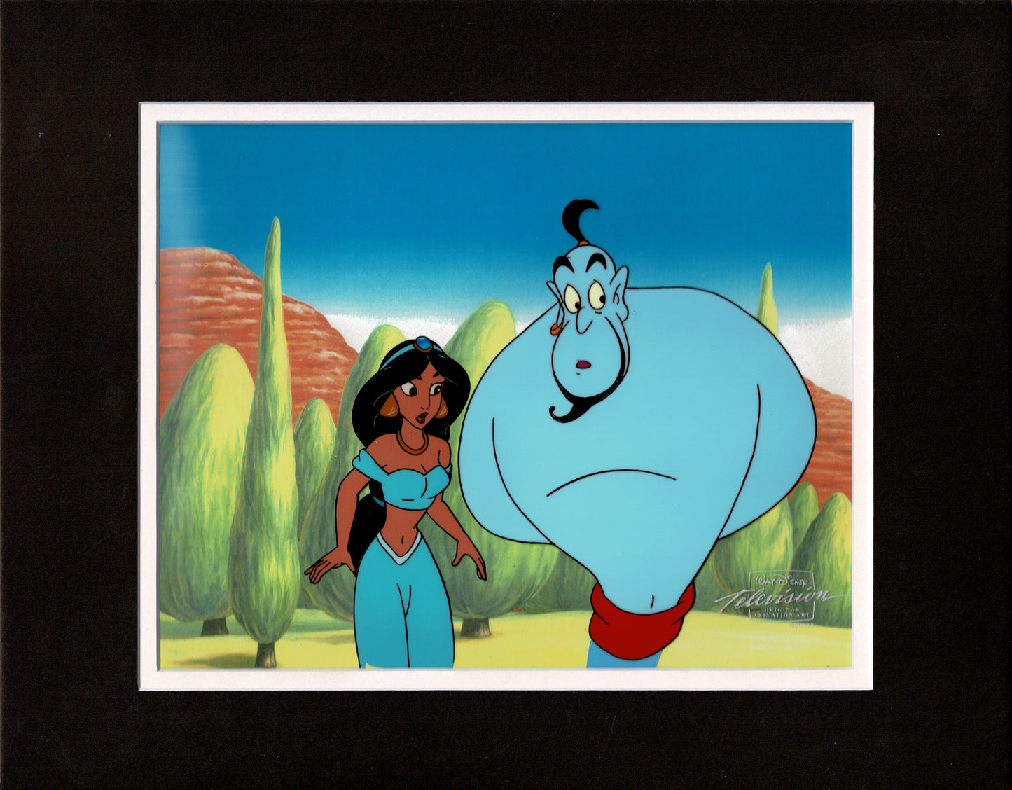 Aladdin The Genie and Jasmine Walt Disney Production Animation Cel and Drawings from 1994 Return of Jafar 5 C-A