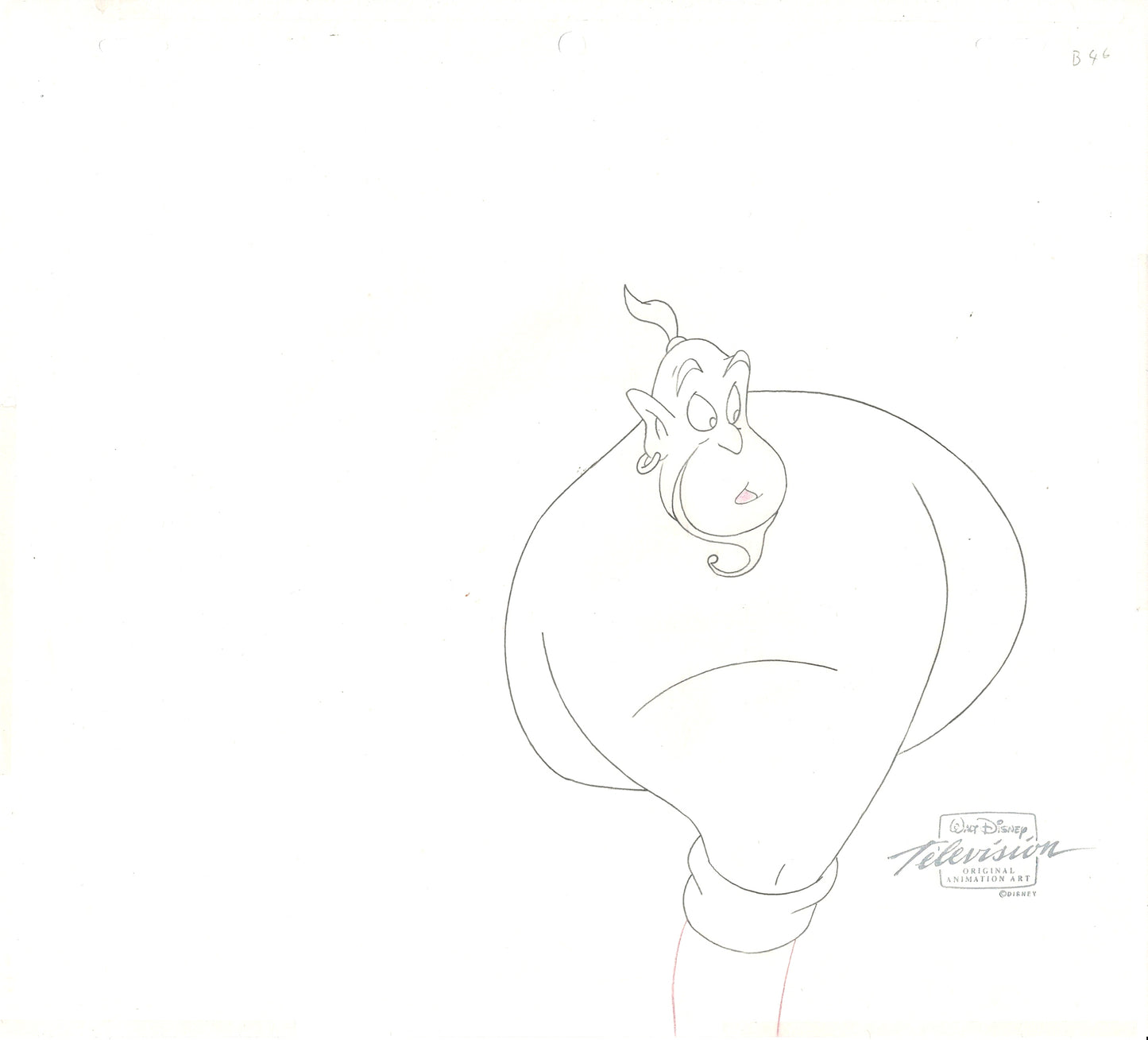 Aladdin The Genie and Jasmine Walt Disney Production Animation Cel and Drawings from 1994 Return of Jafar Framed 2 C-A