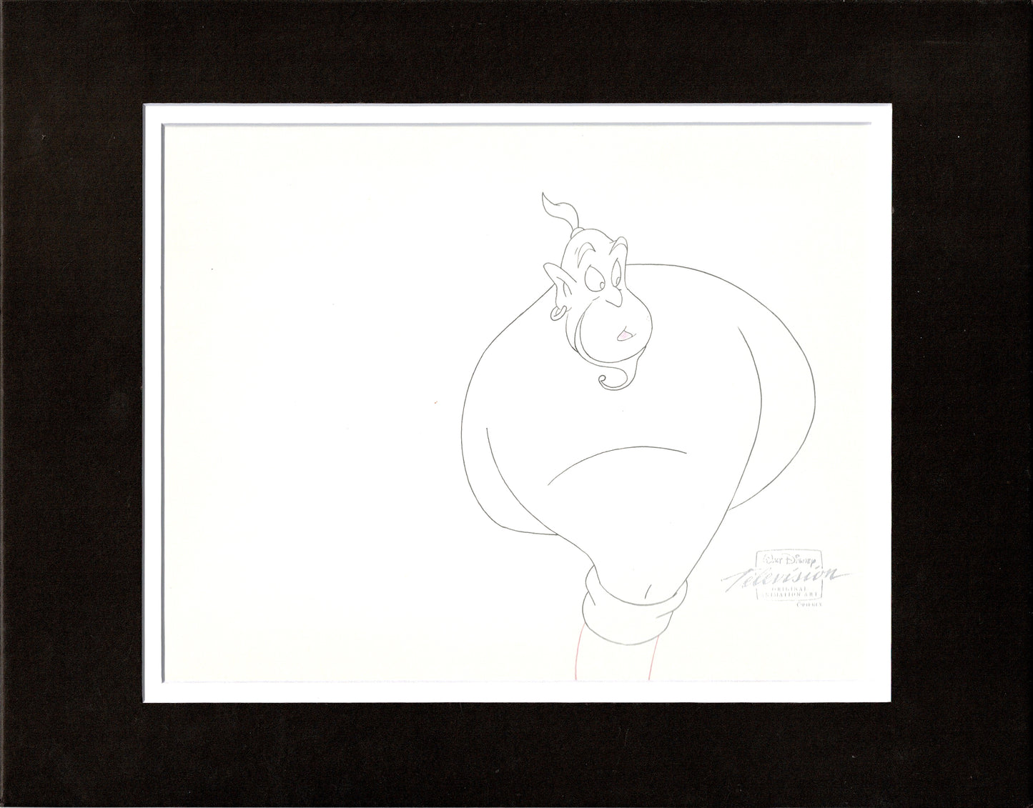 Aladdin The Genie and Jasmine Walt Disney Production Animation Cel and Drawings from 1994 Return of Jafar Framed 2 C-A