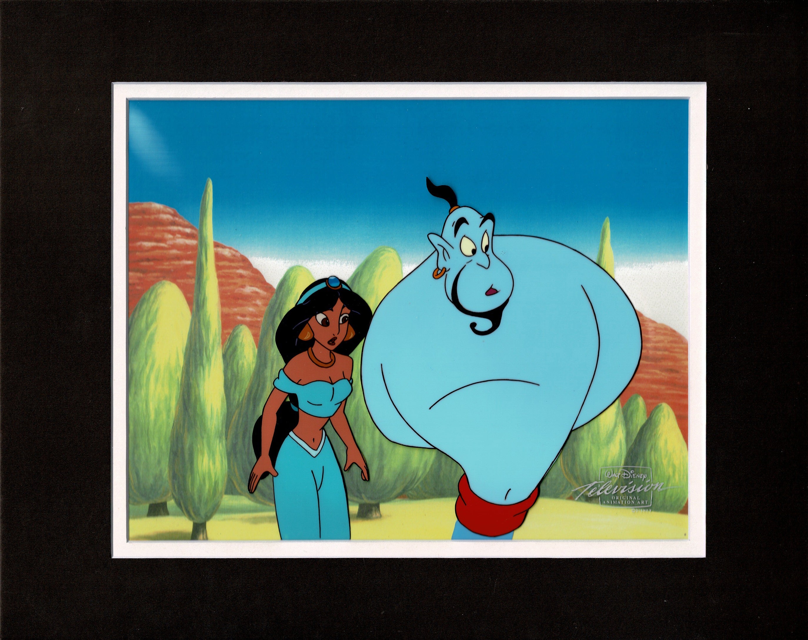 Aladdin The Genie and Jasmine Walt Disney Production Animation Cel and ...