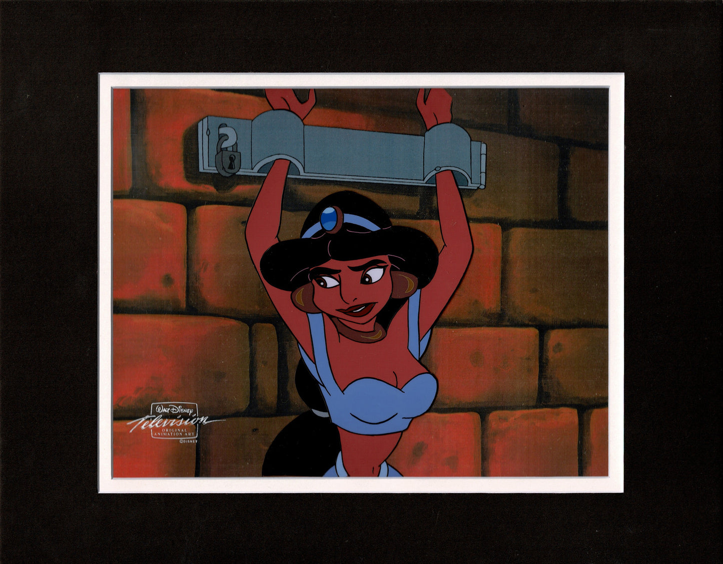 Aladdin Jasmine Walt Disney Cartoon Production Animation Cel and Drawing from 1994 Return of Jafar Matted 12 C-A
