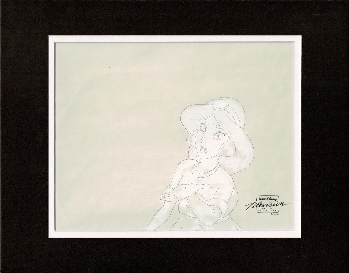 Aladdin TV Cartoon with Jasmine Walt Disney Production Art Animation Cel and Drawings from 1994 OH