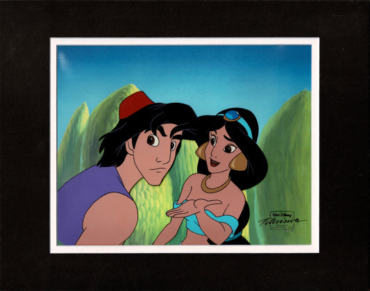 Aladdin TV Cartoon with Jasmine Walt Disney Production Art Animation Cel and Drawings from 1994 OH