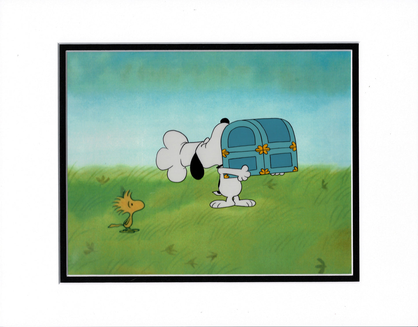 A Charlie Brown Thanksgiving Peanuts Snoopy Production Animation Cel with Drawing 1973 from Charles Schulz Melendez Studio cs