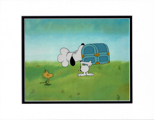 A Charlie Brown Thanksgiving Peanuts Snoopy Production Animation Cel with Drawing 1973 from Charles Schulz Melendez Studio cs