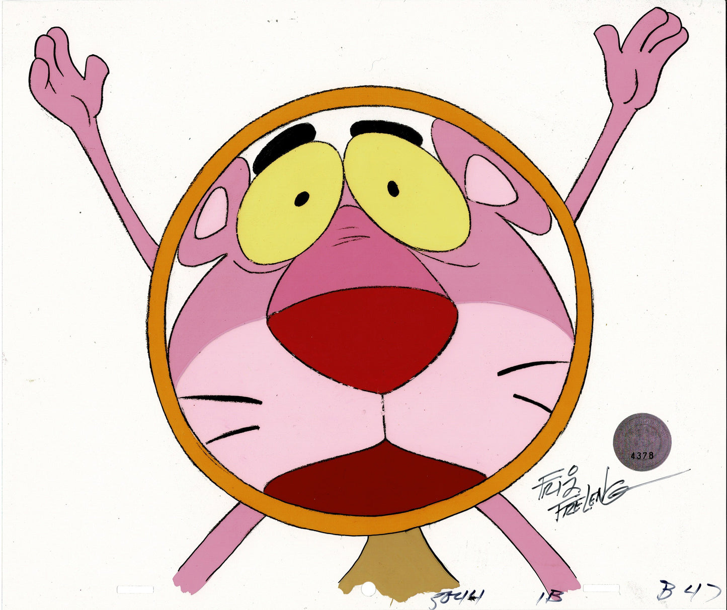 Pink Panther RARE Friz Freleng SIGNED Production Animation Cel and Drawing 1976-7 DePatie-Freleng r