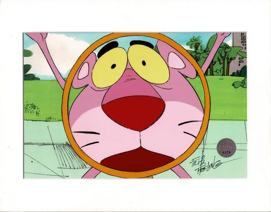 Pink Panther RARE Friz Freleng SIGNED Production Animation Cel and Drawing 1976-7 DePatie-Freleng r