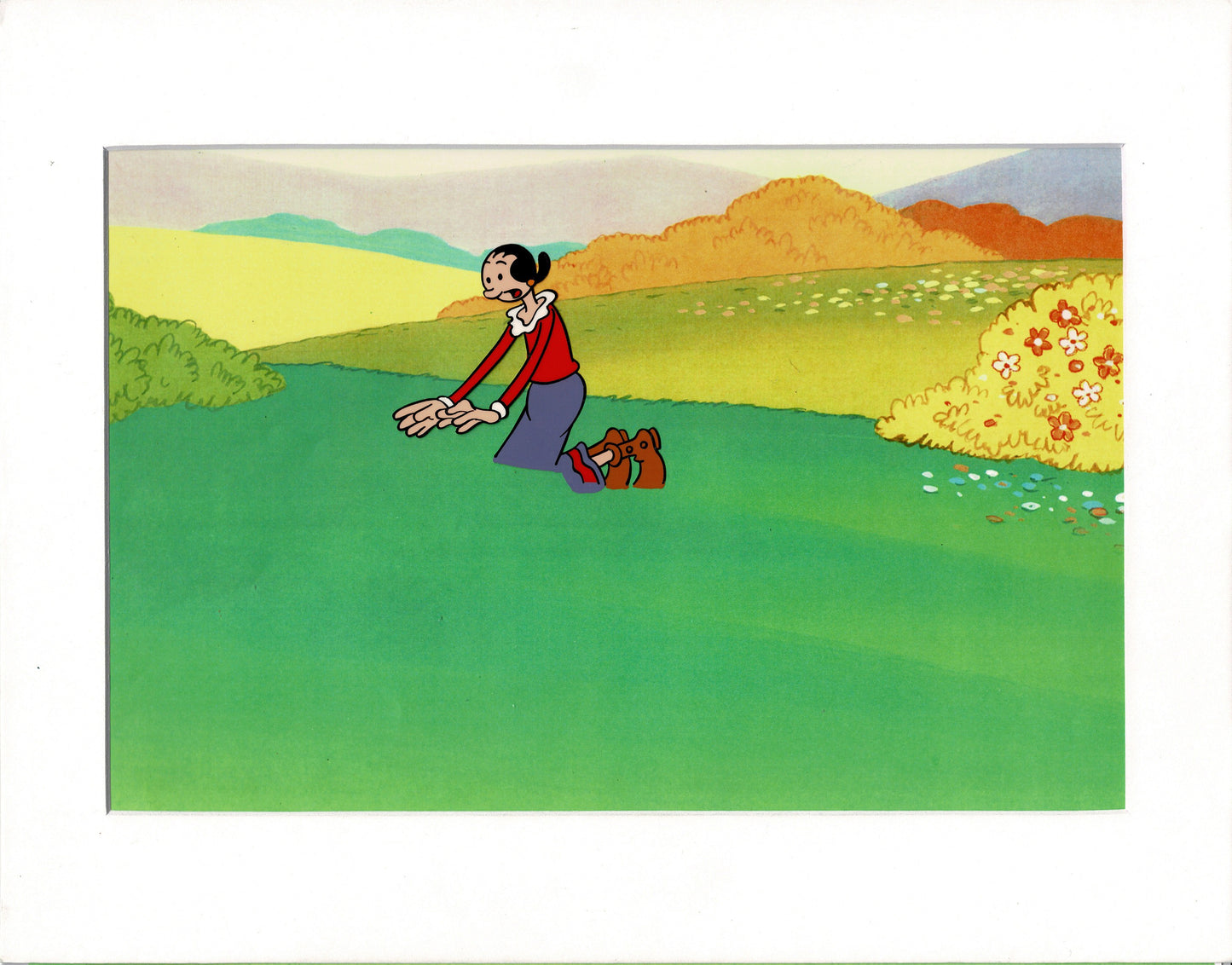 Popeye Olive Oyl Screen-Used Production Animation Cel and Drawing Hand-Inked Pre-1970s 13m