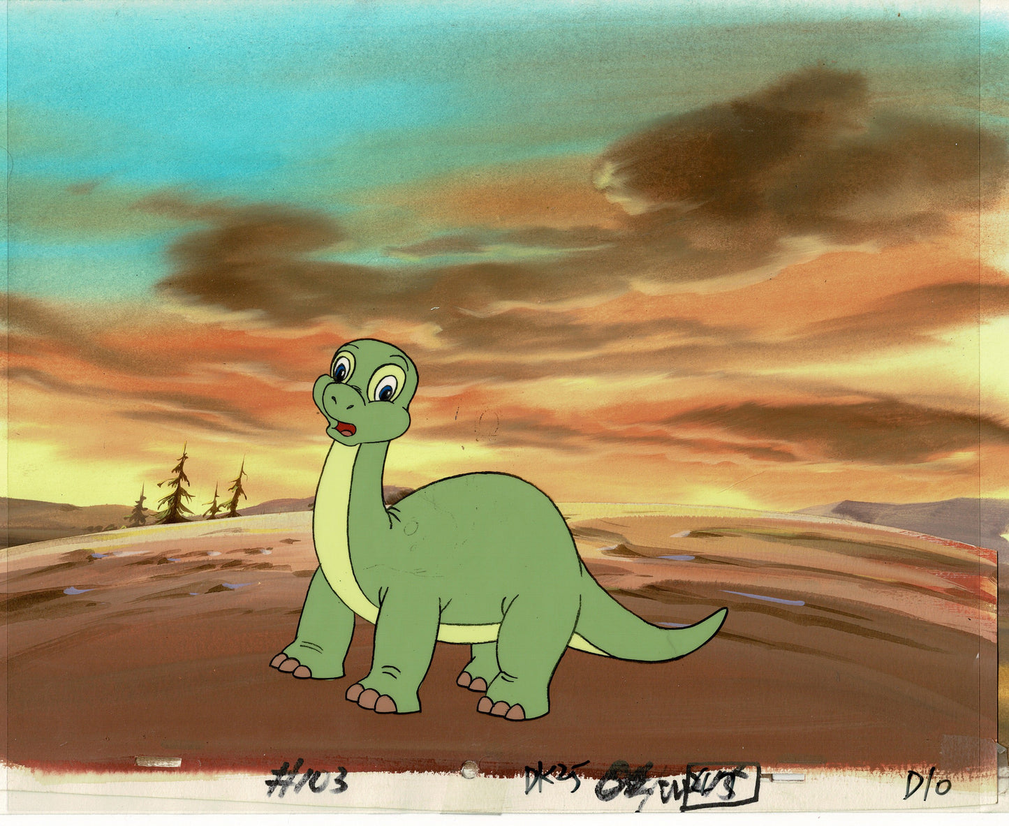 Dink the Little Dinosaur Production Animation Cel and Drawing from Ruby Spears 1989-91 D906