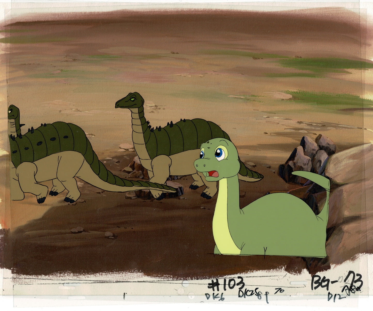 Dink the Little Dinosaur Production Animation Cel and Drawing from Ruby Spears 1989-91 D913