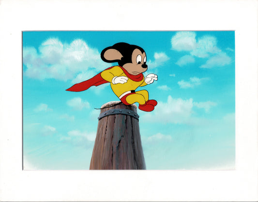 Mighty Mouse Cartoon Production Animation Cel from Filmation Anime Actually Used ON SCREEN D-m15