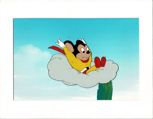Mighty Mouse Cartoon Production Animation Cel from Filmation Anime Actually Used ON SCREEN D-m10