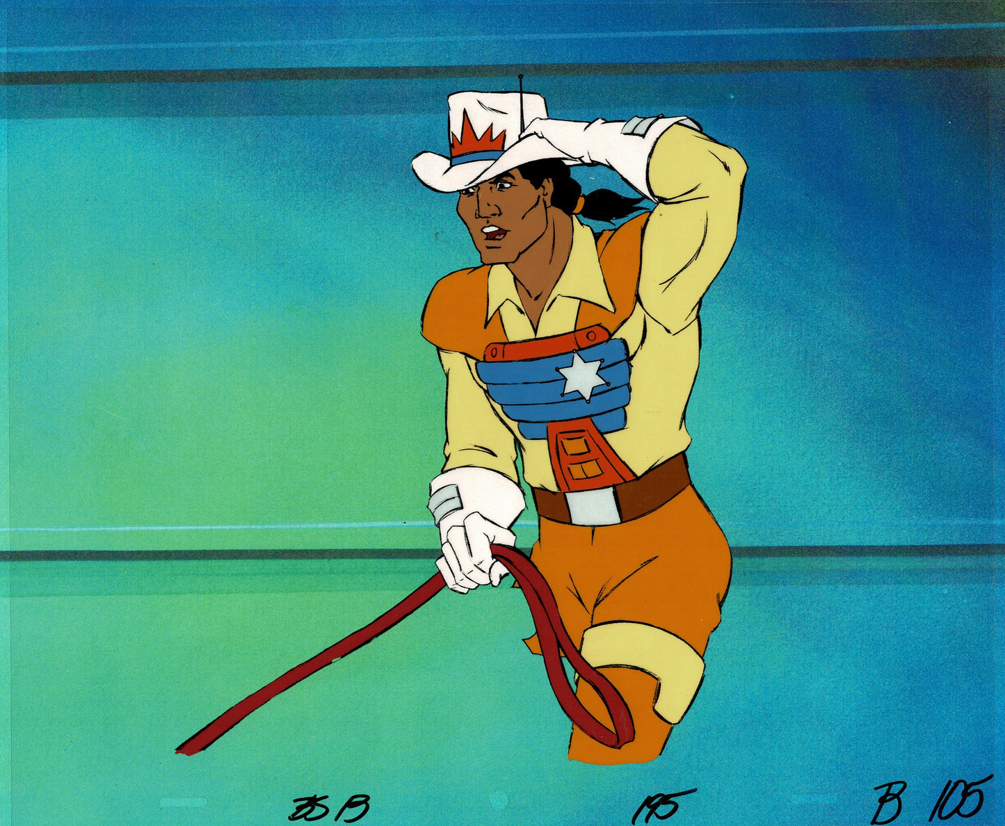 Bravestarr Animation Cartoon Production Cel Used Onscreen from Filmation 1987-8 A-B105