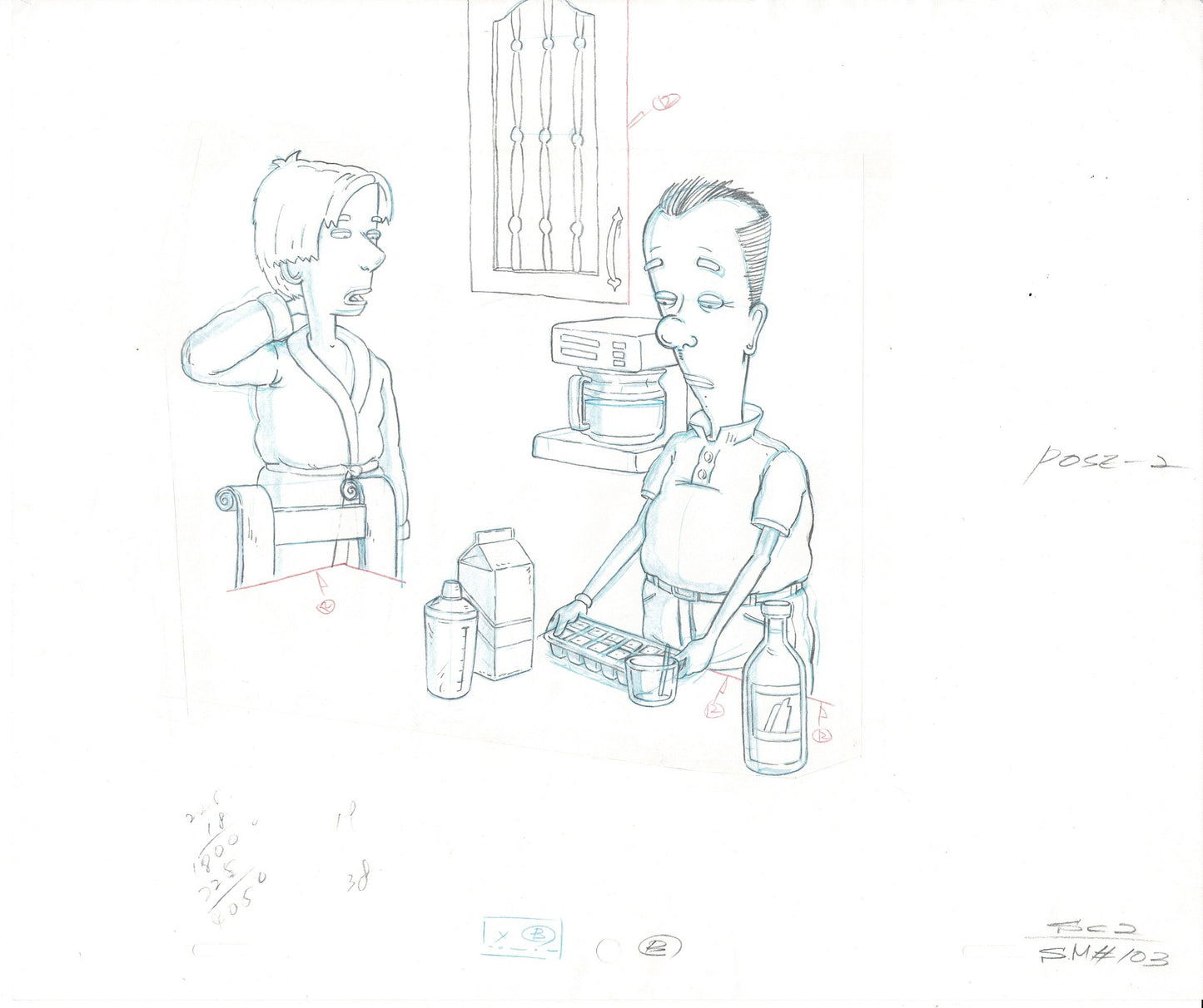 David Spade 5 Cel Drawings Sammy Production TV Cartoon SNL 2000 ms5