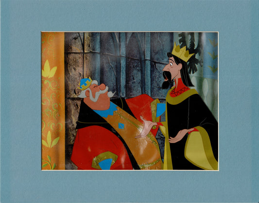 Sleeping Beauty King Stephan and King Hubert Cel Setup from Walt Disney Art Corner Store 1959 with Gold Label Sold at Christies C-KL