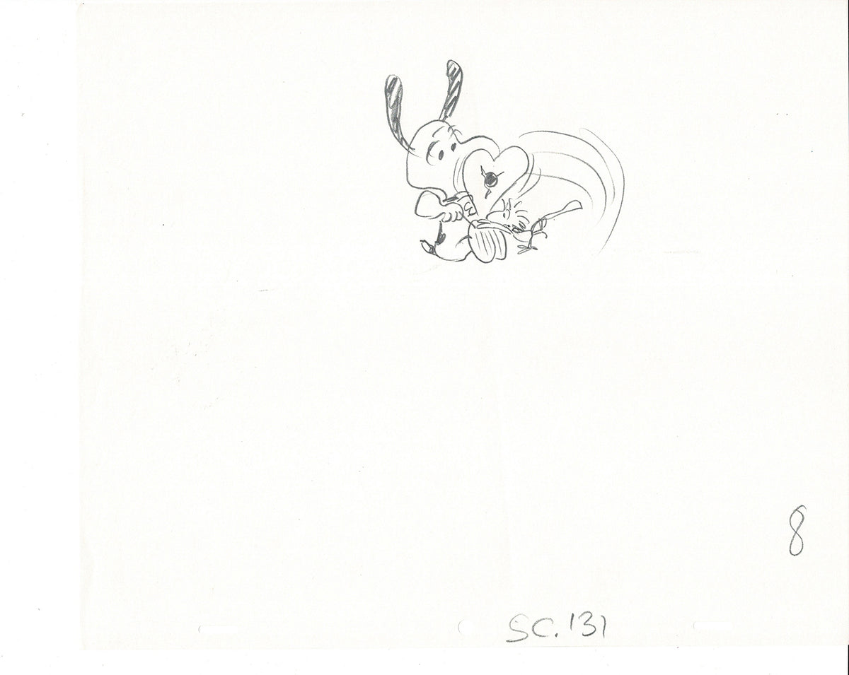 Charlie Brown Be My Valentine Holiday PEANUTS Cel Drawing 1975 Schulz 513