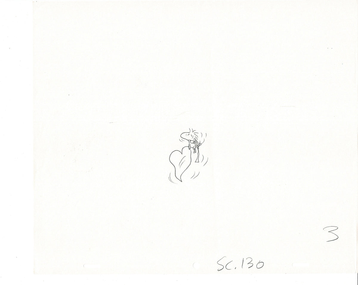 Charlie Brown Be My Valentine Holiday PEANUTS Cel Drawing 1975 Schulz 514