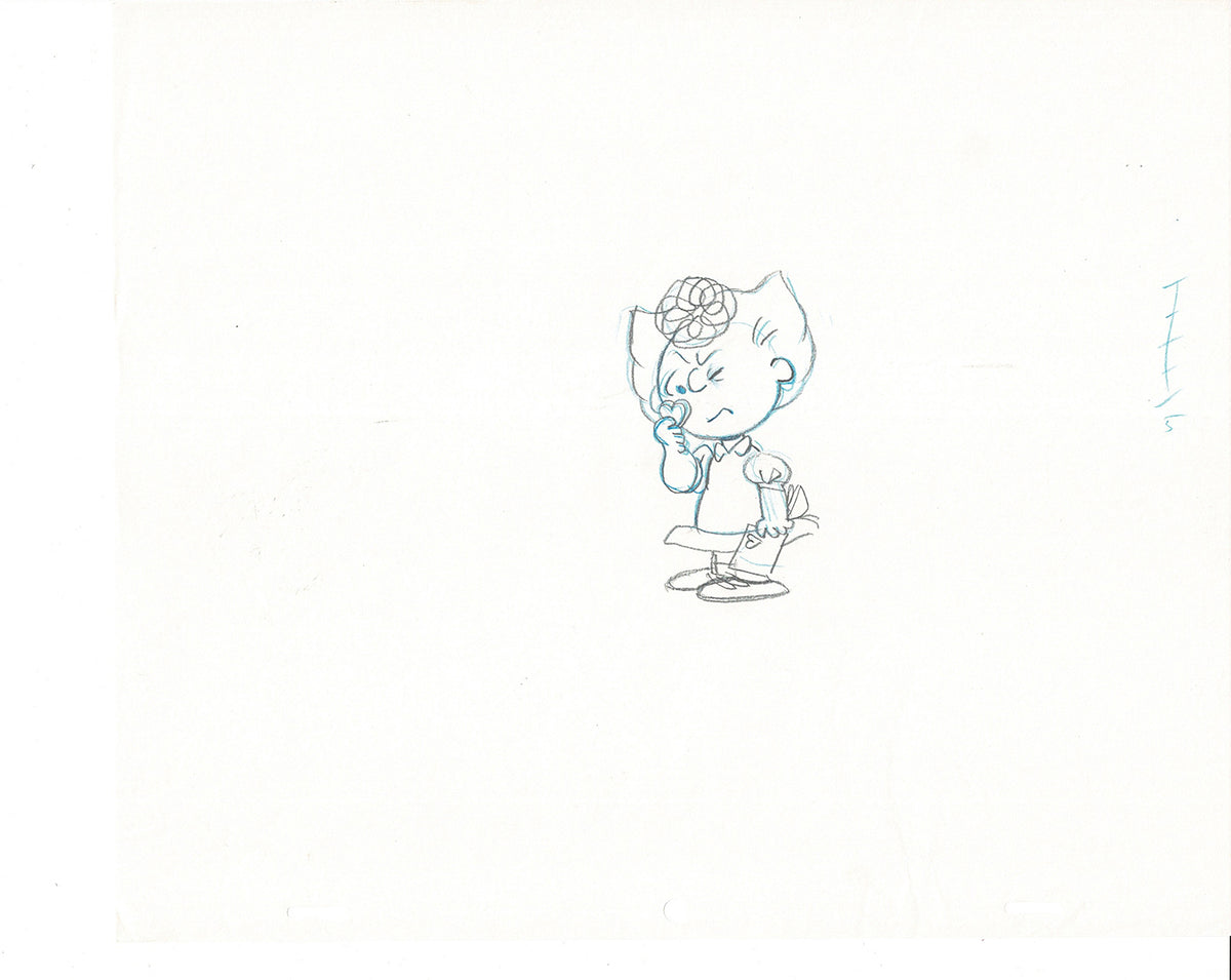 Charlie Brown Be My Valentine Holiday PEANUTS Cel Drawing 1975 Schulz 512