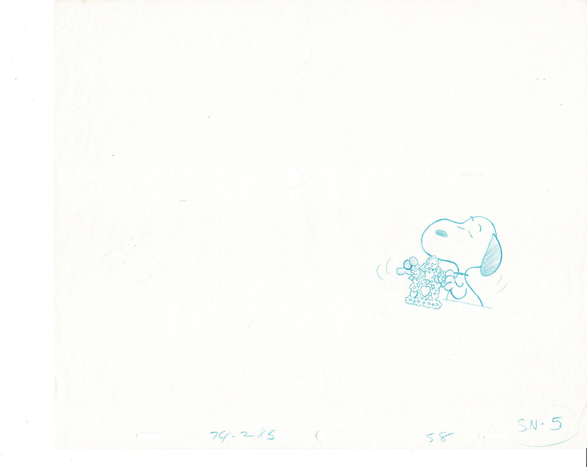 Charlie Brown Be My Valentine Holiday PEANUTS Cel Drawing 1975 Schulz 509